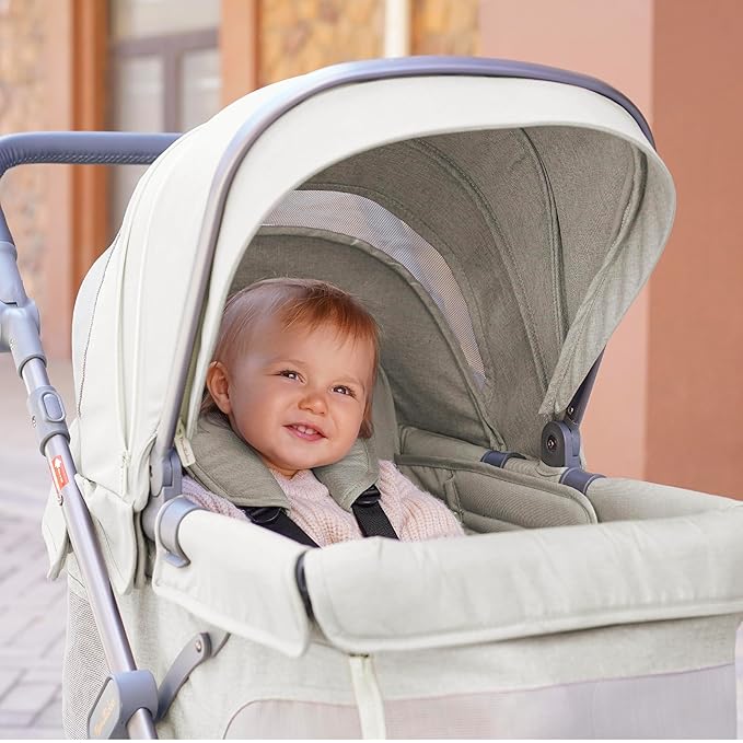 Familidoo Q1 Multi-Use Kids Wagon Stroller – Foldable, Lightweight & All-Terrain for Kids & Pets – 5-Point Safety Harness, Rain Cover & Compact Travel Design – Supports Up to 132 lbs (Sage Green)