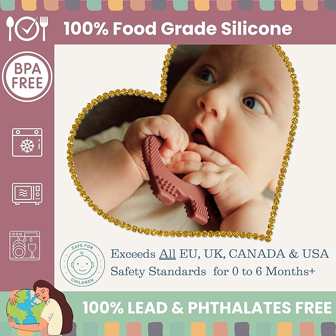 Teething Toys for Babies Age 0 to 6 Months - Baby Elefun 5X Pain Relief Smart Teether - Zero Developmental Delay Silicone Baby Teething Toy Ring - Cute Infant Shower Gift Chew Toy for Babies