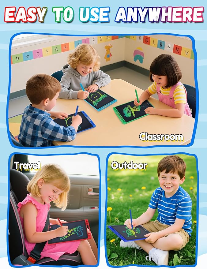 12 Pack LCD Writing Tablet for Kids Bulk - 8.5in Colorful Drawing Tablet Erasable Doodle Board, Educational Learning Travel Toys for 3 4 5 6 7 8 Kids, Kindergarten and Preschool Must Haves