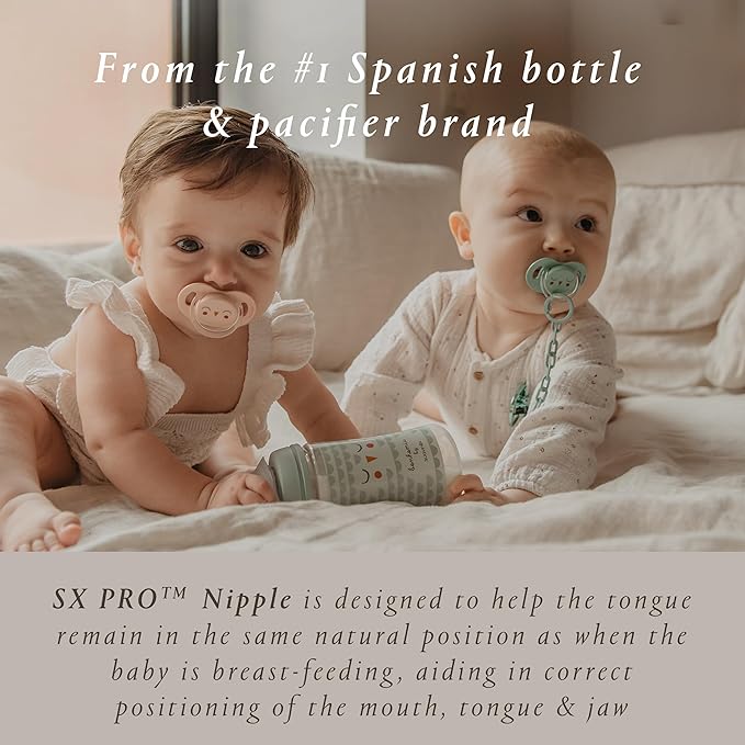 Suavinex Bonhomia SX PRO Physiological Pacifier, Supports Breastfeeding Babies, Pacifiers for 18 Months and Up, Baby Pacifier, Baby Accessories, (Mint)