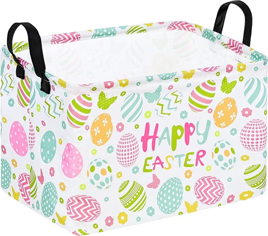 Easter Gift Basket Eggs Storage Basket Kids Toys Storage Basket Organizer Box Clothes Laundry Hamper Bunny Nursery Basket with Handles