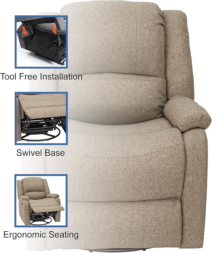RecPro Charles Collection | 30" Swivel Glider RV Recliner | RV Living Room (Slideout) Chair | RV Furniture | Glider Chair | Oatmeal or Fossil | Cloth (1 Pack, Oatmeal)