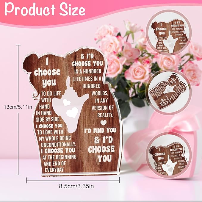 MAMAGIFTREE I Love You Romantic Gifts for Her Him, Wife, Husband, Couple, Boyfriend Girlfriend, Anniversary Wedding Gifts for Women Men - Desk Decor Acrylic Sign