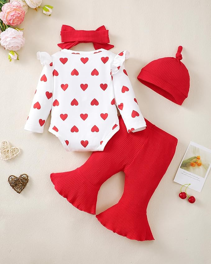Newborn Baby Girl Clothes Infant Outfits Clothing Ruffle Romper Bell Bottoms Flared Pants Outfit Sets for Baby Girls