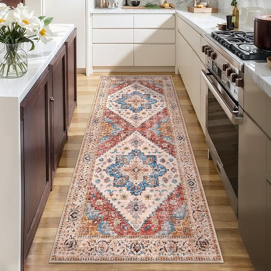 Ciicool Washable Runner Rug Non Slip, 2'x5' Hallway Rug Vintage Kitchen Rugs Carpet Runner for Bedroom Laundry Bathroom Decor