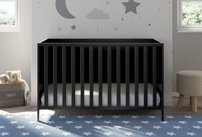 Graco Theo 3-in-1 Convertible Baby Crib (Black) - GREENGUARD Gold Certified, Converts to Toddler Bed & Daybed, Fits Standard Full-Size Baby Crib Mattress, 4 Adjustable Mattress Heights