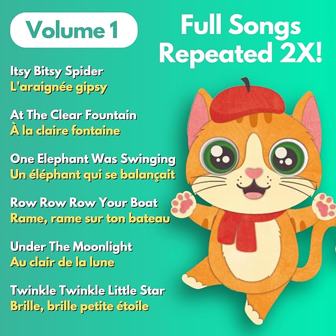 French Books for Kids Vol. 1: Musical French Baby Book Learning Toys w/English, Bilingual Language Interactive Toy for Toddlers, Babies, Boys, Girls & Children