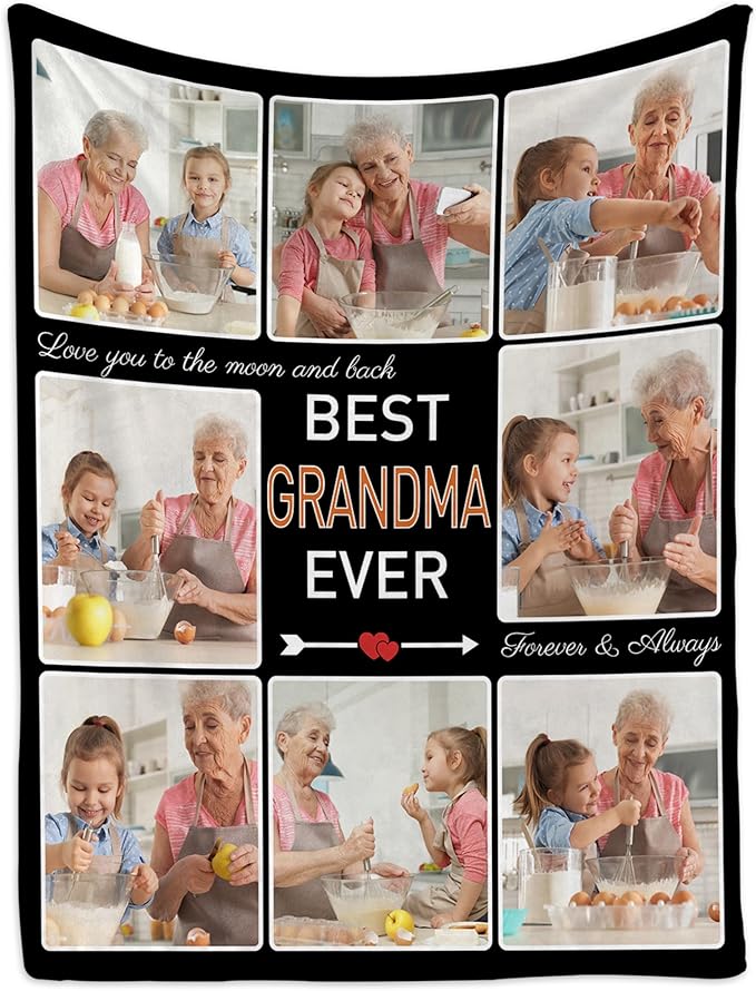 Personalized Blanket with Photo, Custom Picture Blanket for Grandma Gifts