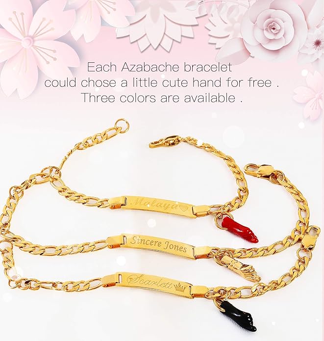 Tina&Co Personalized 18K Gold Plated Baby Name Bracelet Custom Bracelets for Kids Id Protection Bracelet Baptism for Girls