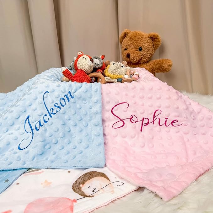 Personalized Name Baby Blanket, Custom Baby Blanket with Embroidered Name, Personalized Baby Blankets Gifts for Girls, Boys, Newborn(30x47in)