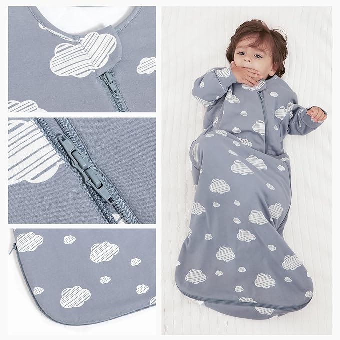 Unisex Sleeping Bag for Babies and Toddlers 1.0 Tog Sleep Sack 0-6Months, Newborn Sleep Sack, Wearable Blanket Baby, One Piece Long Sleeves, Gifts for Baby