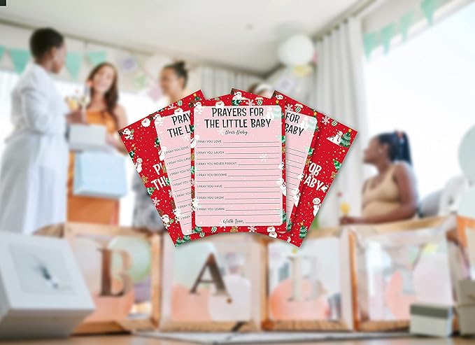 Baby Shower Game Cards, Prayers for Baby Game, Christmas Party Cards for Gender Neutral, Set of 30 Cards(Chris008)