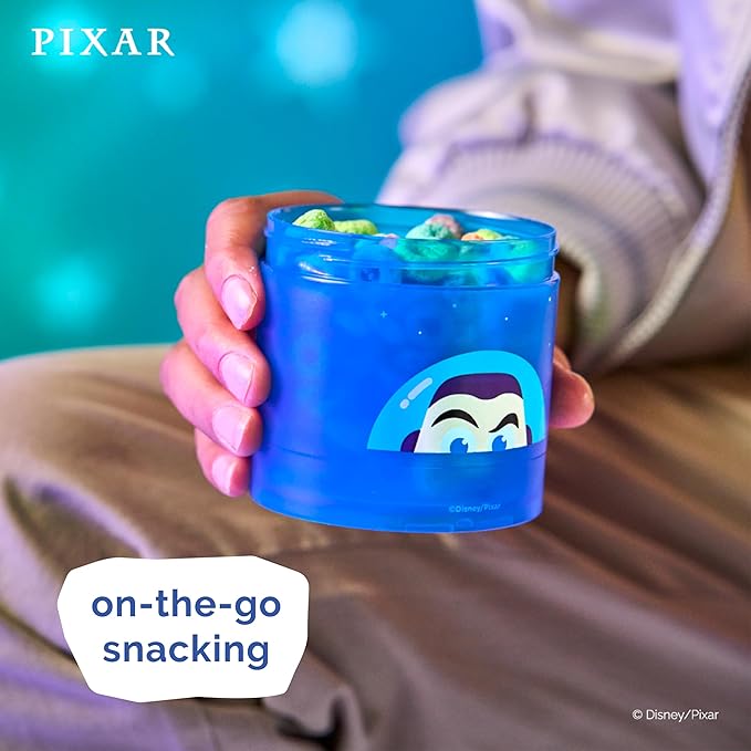 Whiskware Disney Pixar Stackable Polypropylene Snack Containers for Kids and Toddlers, 3 Stackable Snack Cups for School and Travel, Toy Story Buzz Lightyear