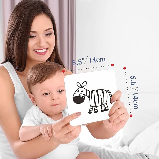 50 Pages Visual Stimulation Flashcards, 25 PCS Black and White Baby Visual Stimulus Cards Sensory Developmental Black White Card Set for Newborn Baby 0-3 Months (5.5” X 5.5”)