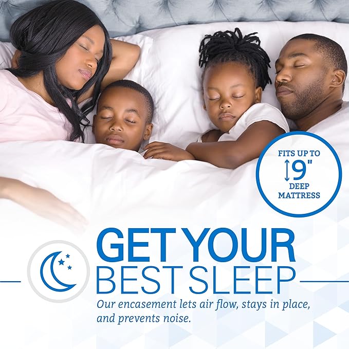 SafeRest Zippered Mattress Protector - Premium 6-9 Inch Waterproof Mattress Cover for Bed - Breathable & Noiseless Washable Mattress Encasement - Twin XL