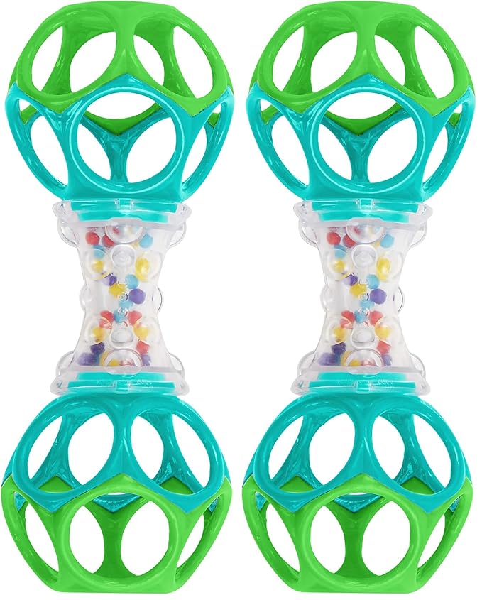 Bright Starts Oball Shaker Rattle Toy, Ages Newborn + (Pack of 2)