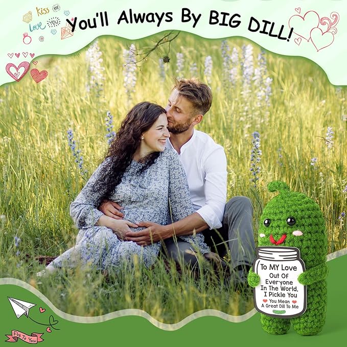 I Love You Gifts for Her, Him, Wife, Husband, Couple, Romantic Gifts for Boyfriend Girlfriend, Anniversary Perfect Gifts for Women Men, Handmade Crochet Pickle