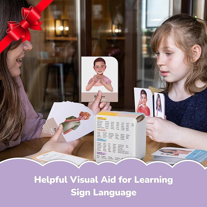CHEFAN ASL Flash Cards, 101 American Sign Language Flash Cards for Beginners, Kids, Teens and Adults