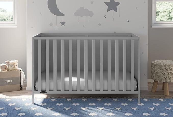 Graco Theo 3-in-1 Convertible Baby Crib (Pebble Gray) - GREENGUARD Gold Certified, Converts to Toddler Bed & Daybed, Fits Standard Full-Size Baby Crib Mattress, 4 Adjustable Mattress Heights