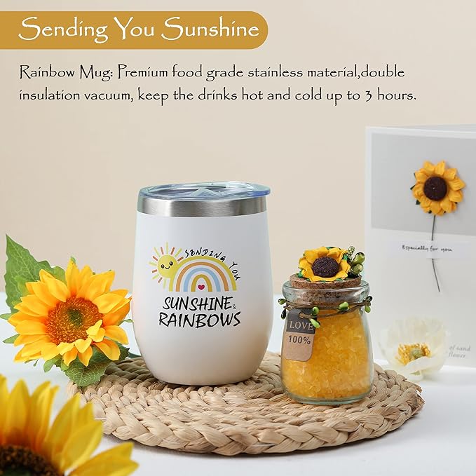 Sunflower Gifts for Women Sending Sunshine Gift-Birthday Gifts for Women Unique-Thank You-Self Care Package-Get Well Gift-Inspirational Retirement Spa Gift Basket for Mom Grandma Wife Friends Sister