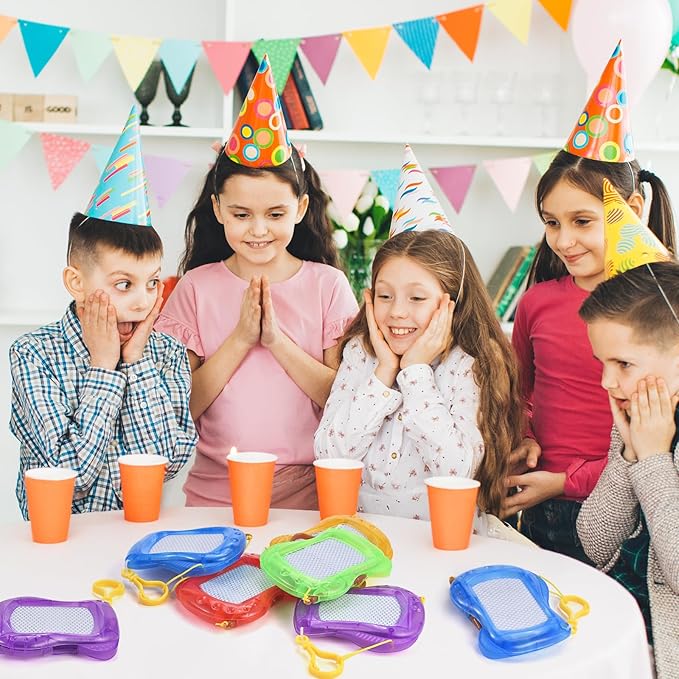 GOLDGE 18 Pcs Mini Magnetic Drawing Board for Kids (6 Colors) – Portable Doodle Sketch & Writing Pad with Erasable Surface, Fun Backpack Keychain Clip Art Toy, Birthday Party Favors for Boys Girls