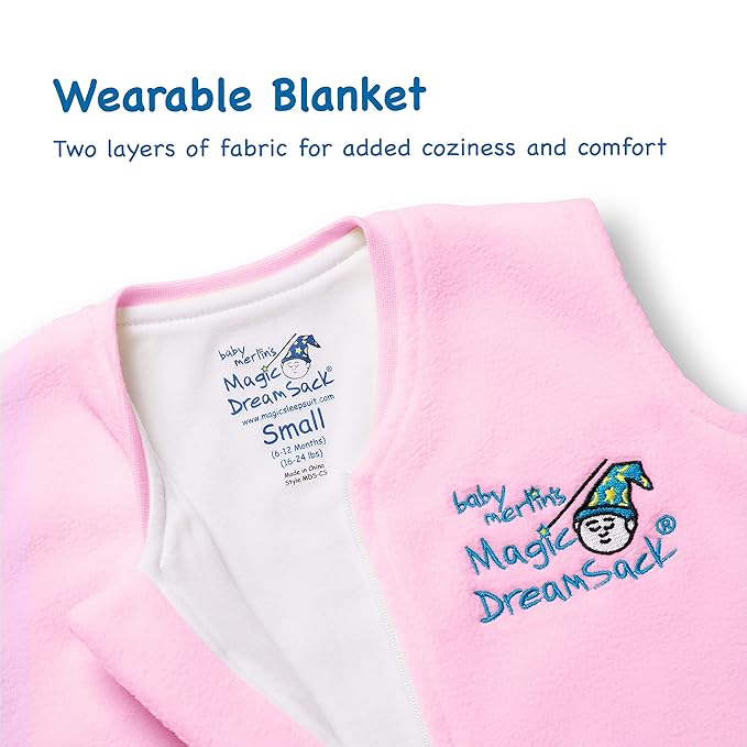 Magic Sleepsuit Baby Merlin's Cotton Baby Swaddle Transition Product - Soft and Cozy Design, Double Zipper for Easy Diaper Changes, Promotes Safe Sleep, 3-6 Months - Blue - Small 12-18lbs