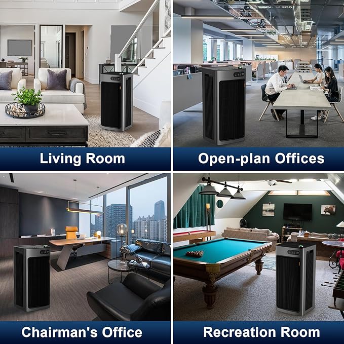 Jafända Air Purifier for Home Office Room Up to 6862 ft², Dual Carbon Air Filter Air Cleaner, Smart Whole House HEPA Air Purifiers Remove 99.97% Dust Pollen Smoke Pet Dander Allergies Mold Odors VOCs