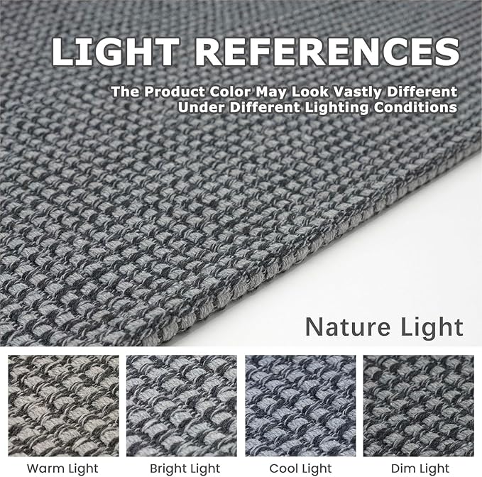 KOZYFLY Runners for Hallways 3x8 ft Washable Kitchen Runner Non Slip Rubber Backed Hall Runners Cotton Entryway Runner Rugs Floor Carpet for Indoor Backdoor Bedroom Kitchen, Grey/Dark Grey