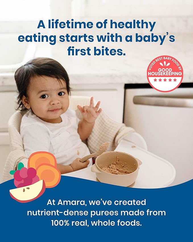 Amara Organic Baby Food - Stage 2 - Kale Potato - Baby Cereal to Mix With Breastmilk, Water or Baby Formula - Shelf Stable Baby Food Made from Organic Fruit and Veggies - 7 Pouches, 3.5oz Per Serving