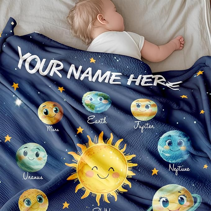 Ship Next Day, Personalized Baby Blanket for Boys Girls - Printed in USA, Custom Baby Blanket with Name Super Soft Plush Flannel, Easter Christmas Brithday Gifts for Baby Shower Kids Toddlers Newborn
