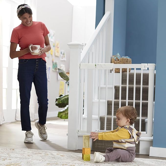Safety 1st Pressure Mounted Baby Gates for Doorways with SecureTech, Baby Gate with Door, Pet-Friendly Design, No Drilling, 29-38"