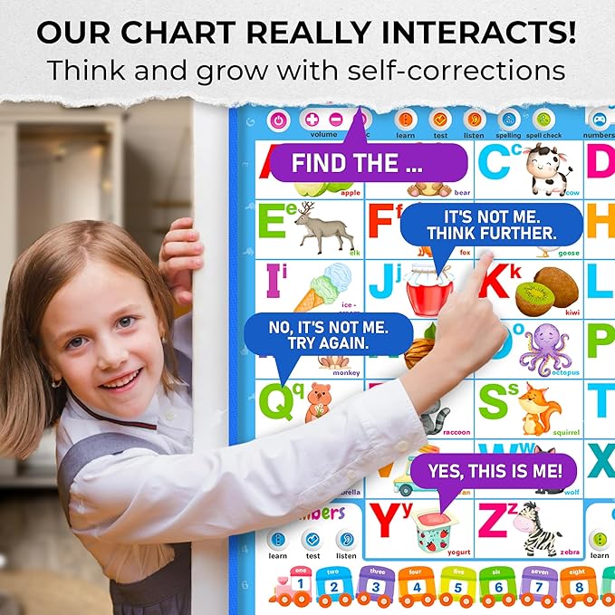 QUOKKA Educational Toys for Kids 5-7 Year Old - Vertical ABC Learning Wall Chart for Toddlers Age 3 4 6+ - Interactive Speech Therapy Poster Boy Girl - Autism Puzzle Game 8-10-12