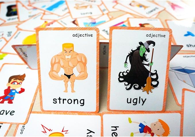 Set of Adjectives&Antonym Flash Cards for Toddlers(47 pc) | Kids Learning Flashcard & Montessori Pocket Cards Toys | Perfect for Pre-K Decor Background Wall Stickers, Teacher/Autism Therapists Tools