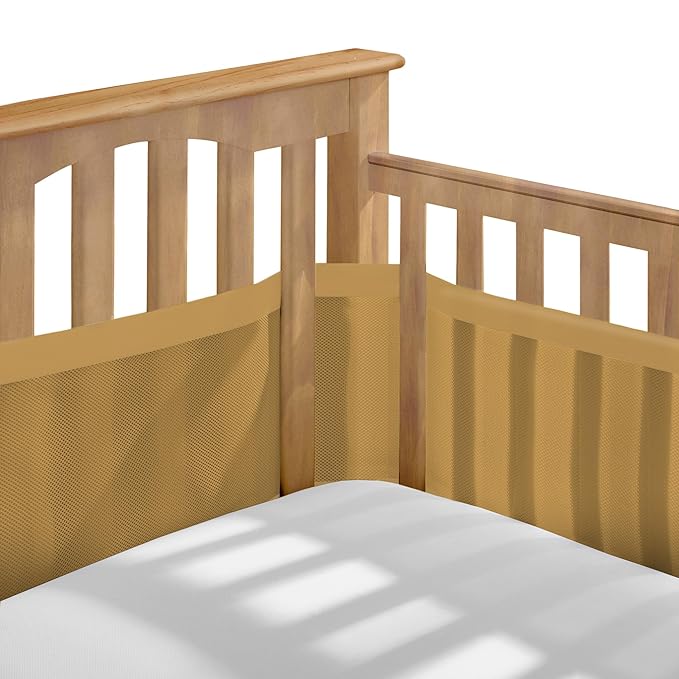 BreathableBaby Breathable Mesh Liner for Full-Size Cribs, Deluxe 4mm Mesh, Golden Sunrise (Size 4FS Covers 3 or 4 Sides)