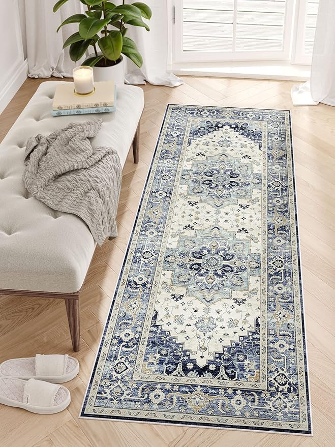 Dripex Tribal Washable Runner Rug-2x5 Non-Slip Non-Shedding Runners for Hallways Stain Resistant Kitchen Mat Laundry Entryway Carpet Runner for Doorway Entrance Bedroom Living Room Decor