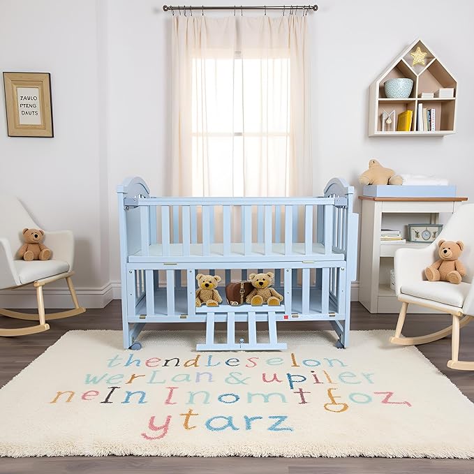 Portable Mini Baby Crib 4 in 1 with Memory Foam Mattress(38" by24) Included, Cunas para Bebes Convertible Crib with Foldable Storage Baby Playpen Bassinet Bedside Sleeper Bed (Silver Grey)