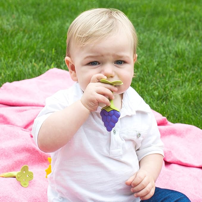 Innobaby Original Teethin Smart EZ Grip Fruit Teether and Sensory Toy for Babies and Toddlers in Grape. BPA Free Teether