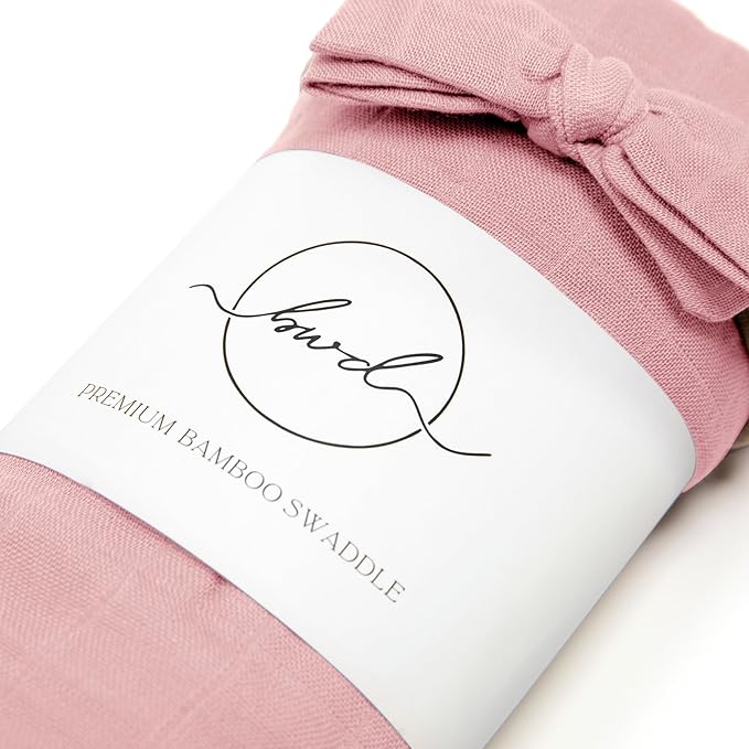BWD Baby Swaddle Blanket – Ultra-Soft Bamboo Viscose & Organic Cotton Muslin – Lightweight, Breathable, Stretchy – Newborn Essential 47" (Dusty Rose)