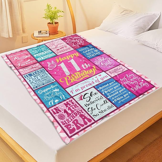 11 Year Old Girl Birthday Gifts, Birthday Gifts for 11 Year Old Girl, 11 Year Old Girl Gifts Ideal, Cool Stuff for 11 Year Olds Girl, 11th Birthday Decorations for Girls, Girls Blanket 50"X60"