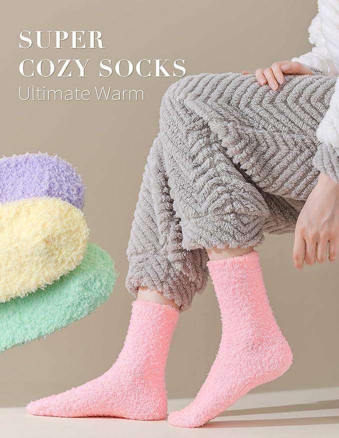 TEHOOK Warm & Cozy Gifts for Women, Fluffy Fuzzy Sock, Plush Sleeping Slipper Socks - Soft Warm Fabric