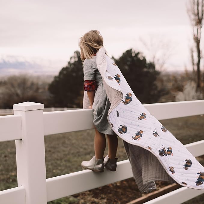 Little Unicorn Original Premium Cotton Quilt | Multi-Layered & Extra-Soft Muslin Fabric |for Babies & Toddlers (Bison)