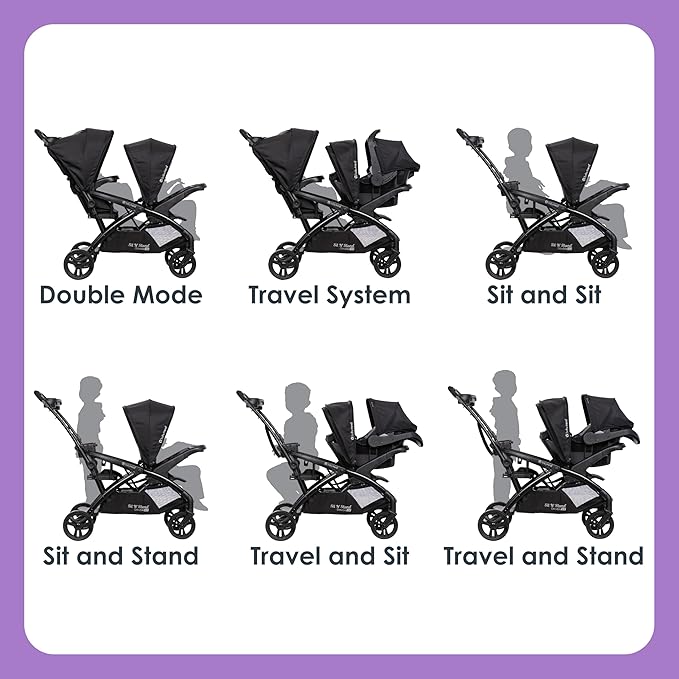 Baby Trend Sit N' Stand® Double 2.0 Stroller, Madrid Black