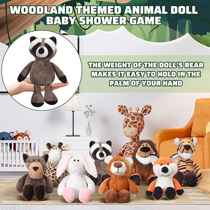 8 Sets Woodland Animals Blindfolded Diaper Changing Baby Shower Games Boys Girls Baby Dolls Diapers for Bridal Shower Gender Reveal Games Prizes Gifts for Adults