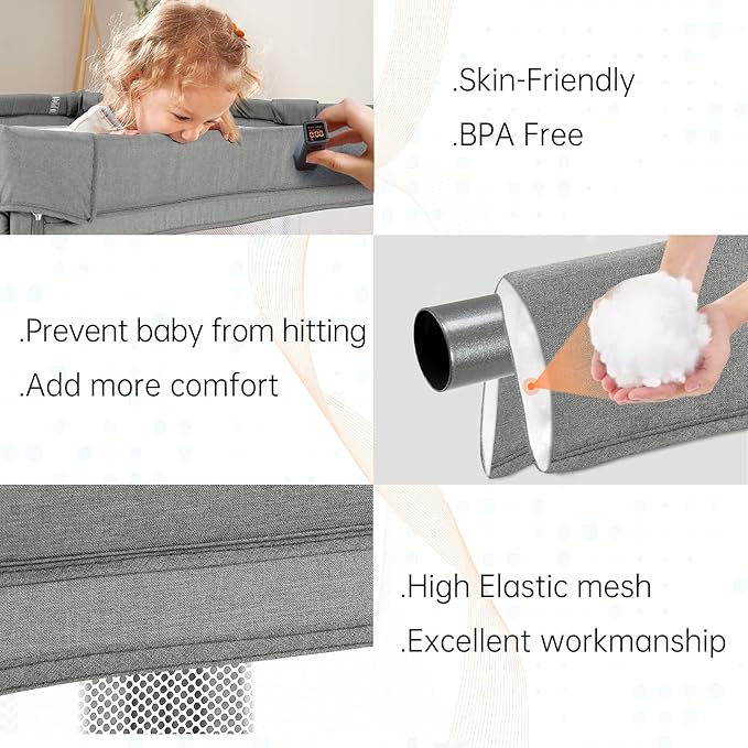 Cholena 79"x59" Foldable Baby Playpen with Bottom – Play Yard for Contained Play Space, Indoor Safety Fence with Zipper Door(Cationic Light Grey)