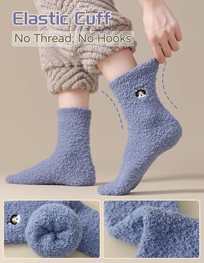 TEHOOK Warm & Cozy Gifts for Women, Fluffy Fuzzy Sock, Plush Sleeping Slipper Socks - Soft Warm Fabric