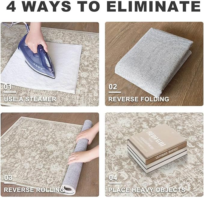 KILOCOCO Moroccan Small Area Rug 2x3 Entryway Rugs Printed Vintage Floral Washable Rug Non-Slip Kitchen Indoor Door Mat, Accent Throw Small Rugs for Laundry Room Bedroom Entrance, Beige