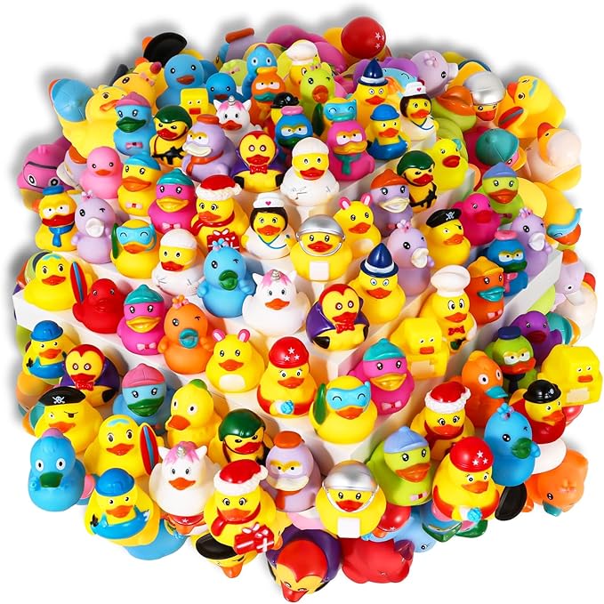Rubber Ducks Bath Toy for Kids, Assortment Duckies for Jeep Ducking Pool Floater Ducky Bathtub Beach Toys, Party Favors Birthday (150 Pack)