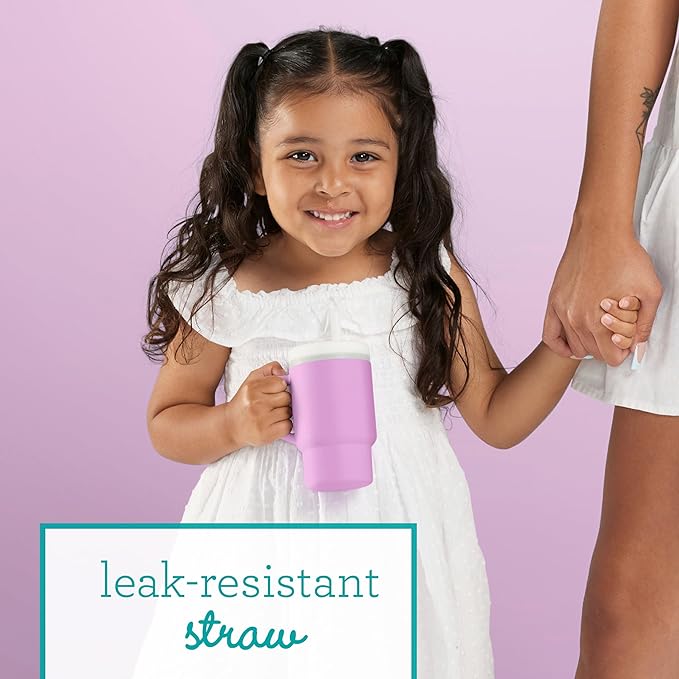 Infantino My 1st Tumbler – Adorable Miniature Tumblers with Leak-Resistant Straw and Toddler-Friendly Handle, Encourages Hydration, Easy to Clean, 9 fl. oz, 2 Pack, Lilac & Ocean