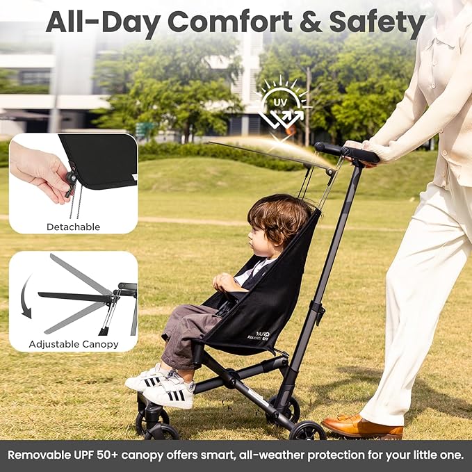 Ultra Lightweight Travel Stroller for Baby Aged 6-36 Months, Small Compact Folding Stroller with Backpack & Sun Visor for Kids Ages 1 to 3 Years Old - Fits Airplane Easy Carry and Storage