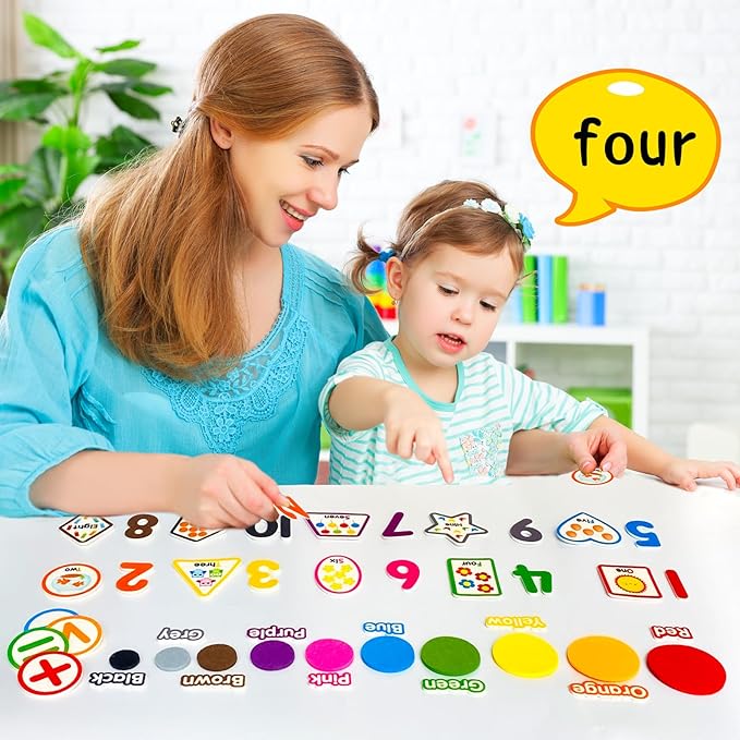 PENGFULL Felt Learning Numbers,44 Felt Flannel Board Pieces,Math Addition and Subtraction Colors Learning for Kindergarten,Preschool,Toddlers